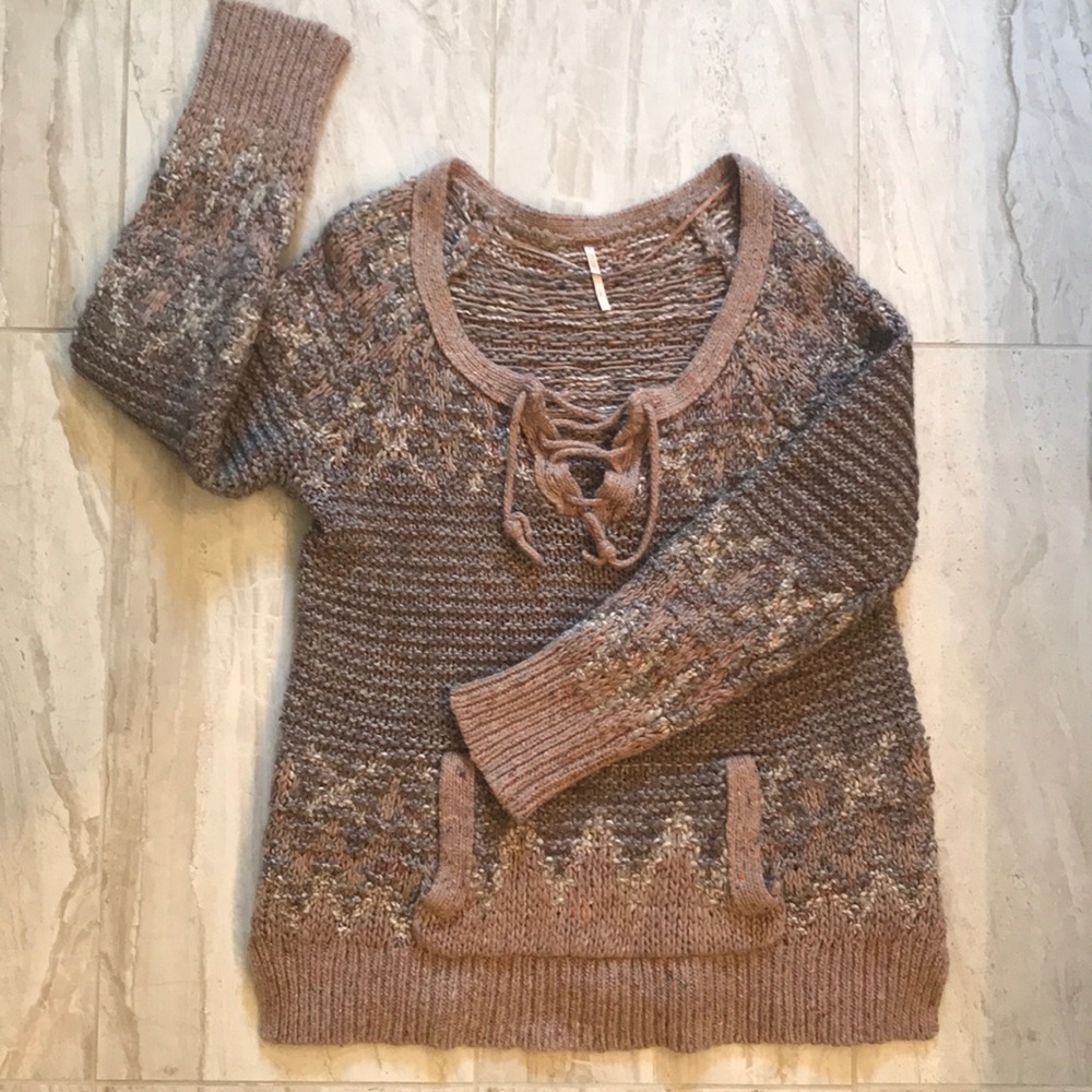 Free People multi color / taupe sweater